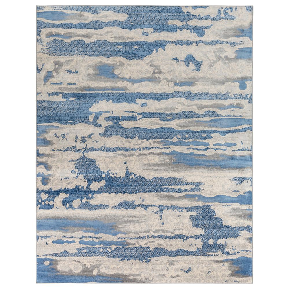 Surya Monaco MOC-2312 6'9" x 9'9" Bright Blue and Silver Gray Area Rug, , large