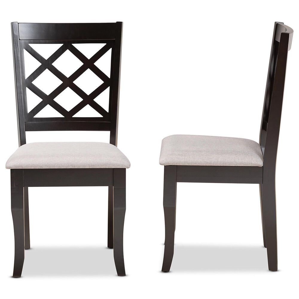 Baxton Studio Verner Side Chair with Grey Cushion in Dark Brown (Set of 2), , large