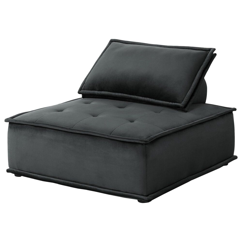 HOMLUX 40" Armless Lounge Chair in Black Velvet, , large