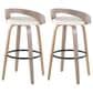 LumiSource Grotto 30" Swivel Barstool with White Faux Leather Upholstery in Light Grey and Black (Set of 2), , large
