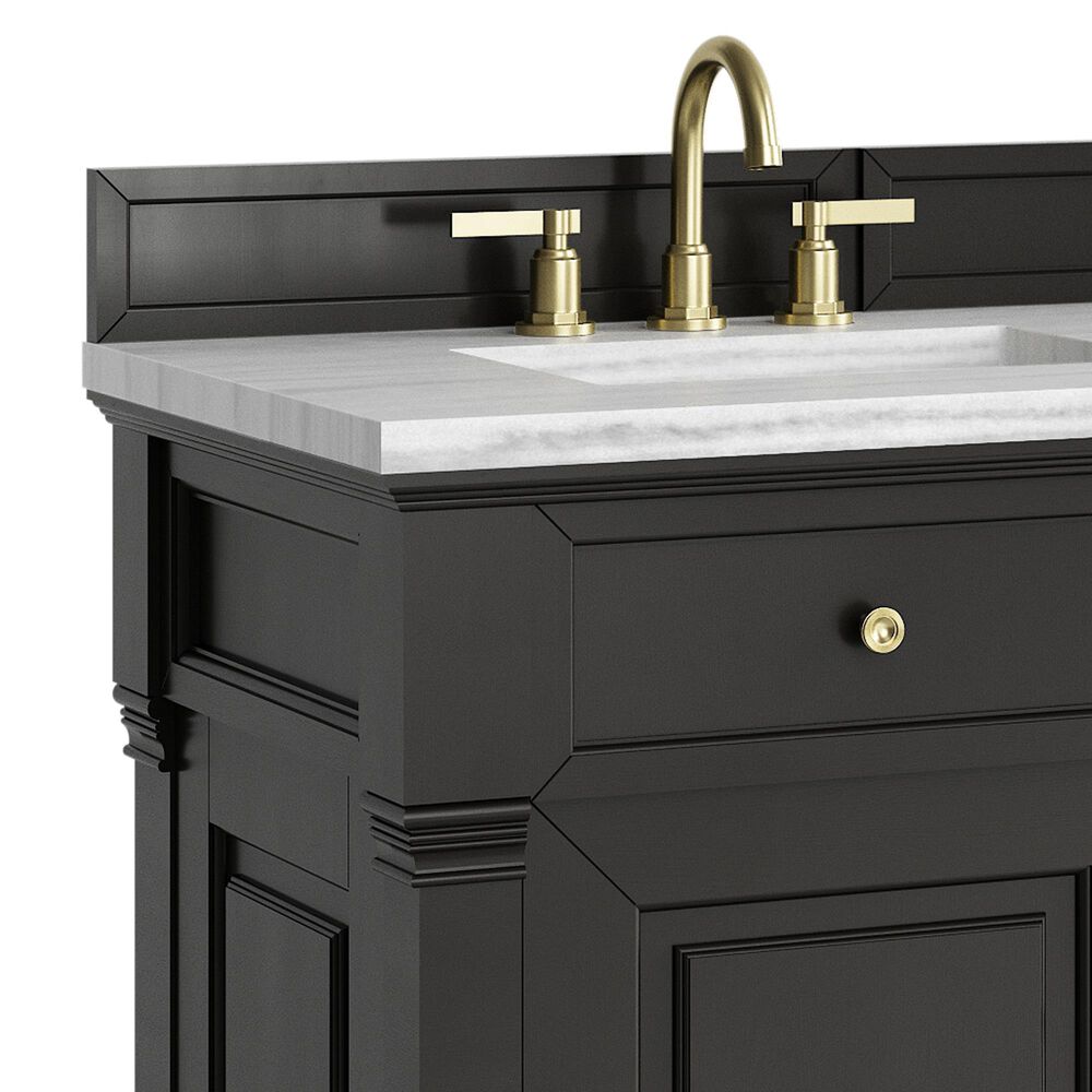 James Martin Vanities Brookfield 60&quot; Double Bathroom Vanity in Black Onyx with 3 cm Arctic Fall Solid Surface Top and Rectangular Sinks, , large