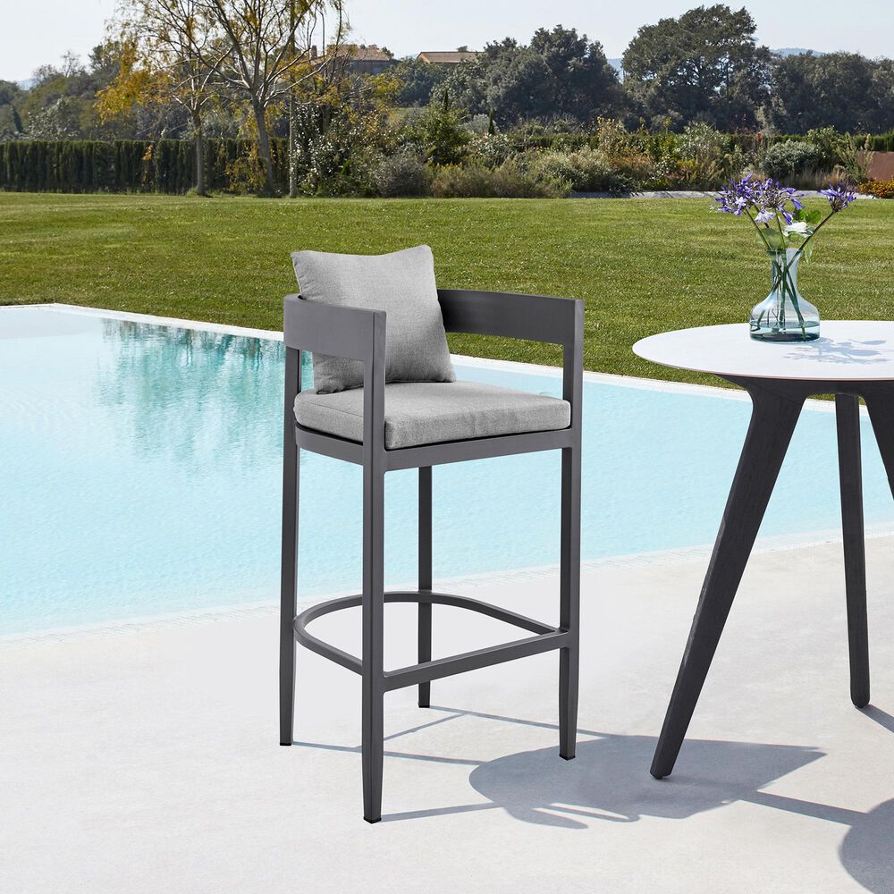 Armen Living Argiope Patio Bar Stool in Dark Gray, , large