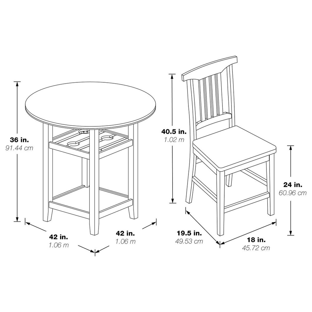 Valor Living Berkley 5-Piece Round Dining Set in Antique White, , large