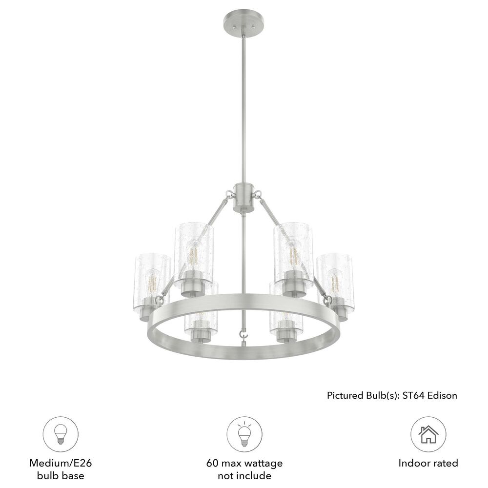 Hunter Hartland 6-Light Chandelier in Brushed Nickel, , large