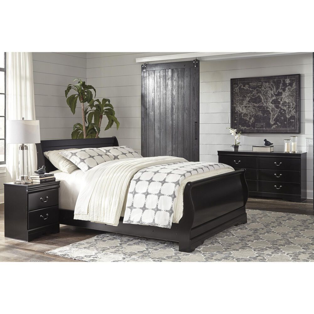 Ashley Huey Vineyard Queen Sleigh Bed in Black, , large