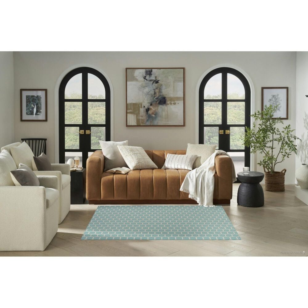 Nourison Twist Reversible 4&#39; x 6&#39; Aqua Indoor/Outdoor Area Rug, , large