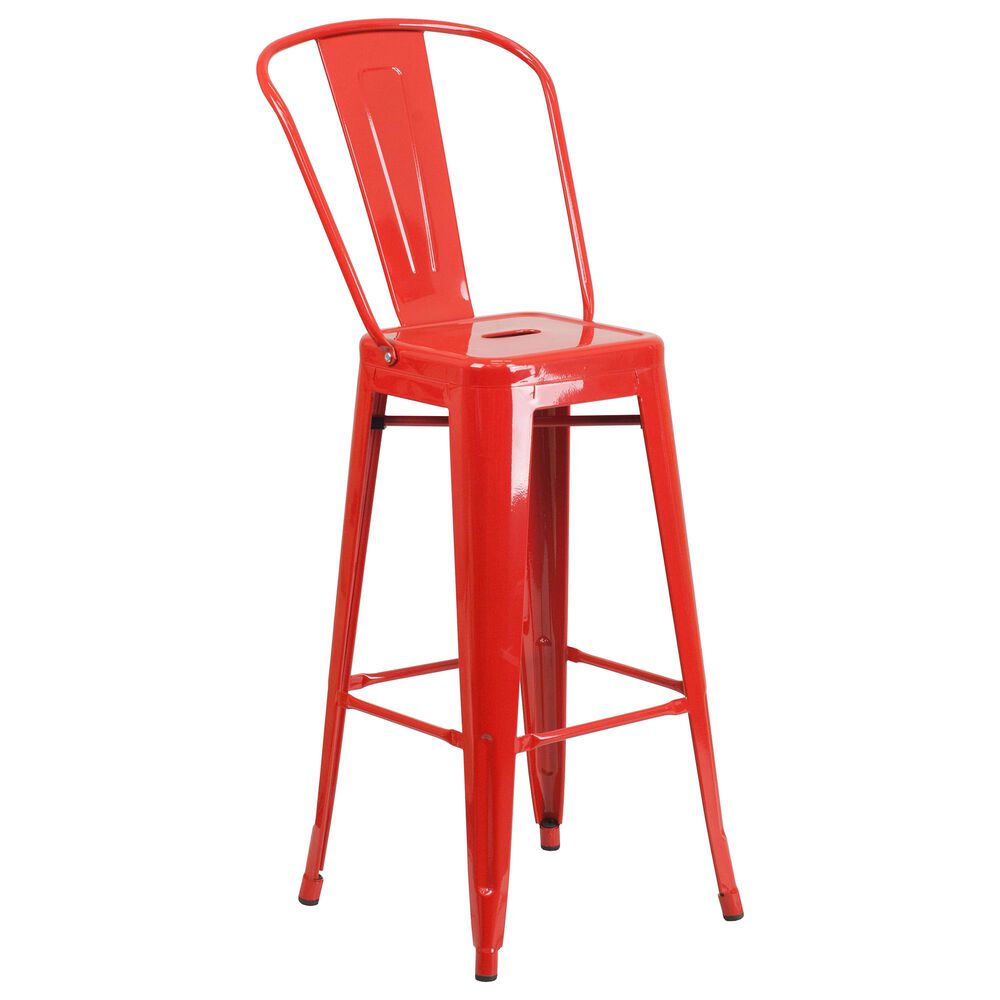 Flash Furniture 3-Piece Metal Bar Table Set in Red, , large