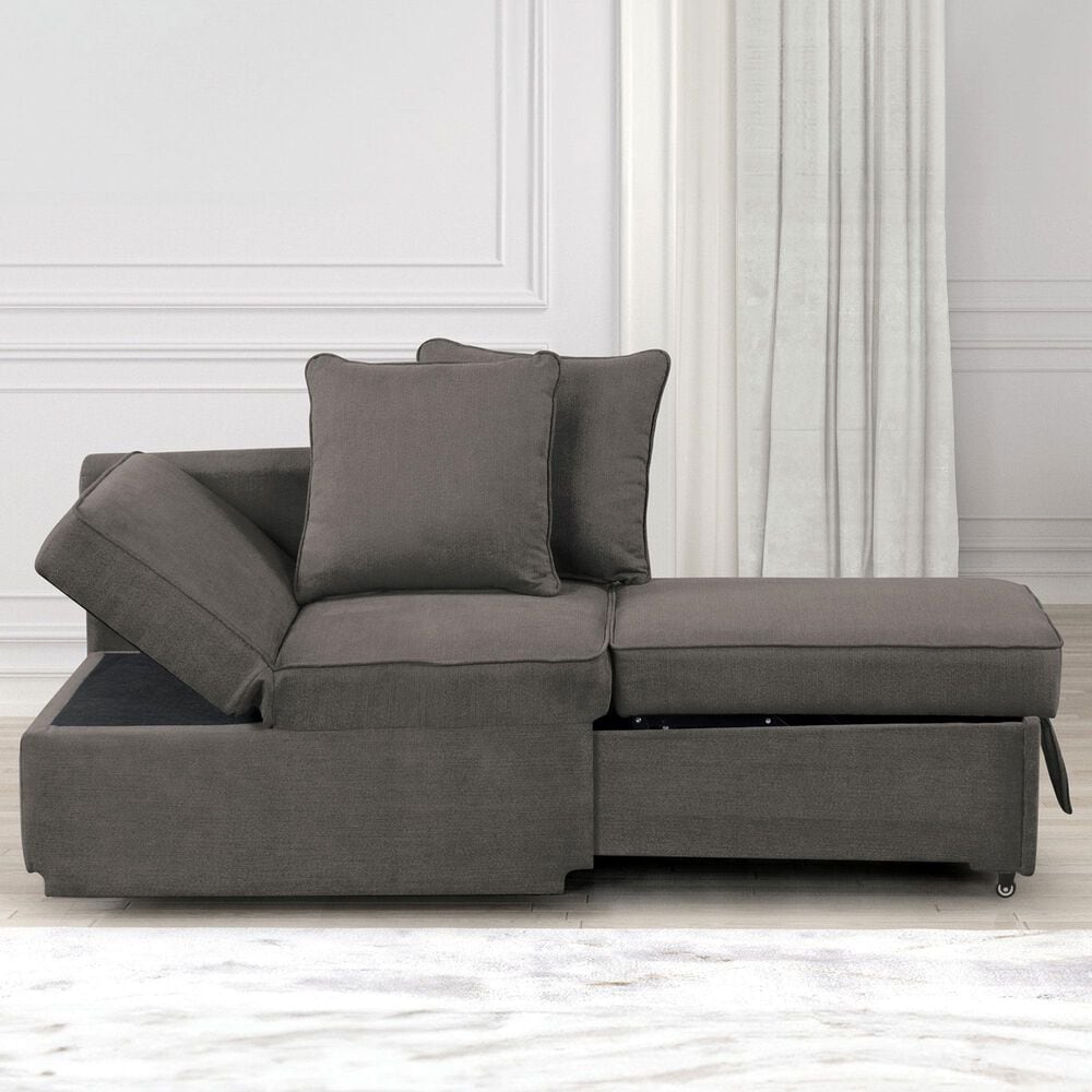 Furniture of America Woburn Convertible Chaise Lounger with Caster in Gray, , large