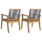 Hearth and Haven McGill Outdoor Dining Chair with Dark Grey Rope Seat in Brown (Set of 2), , large