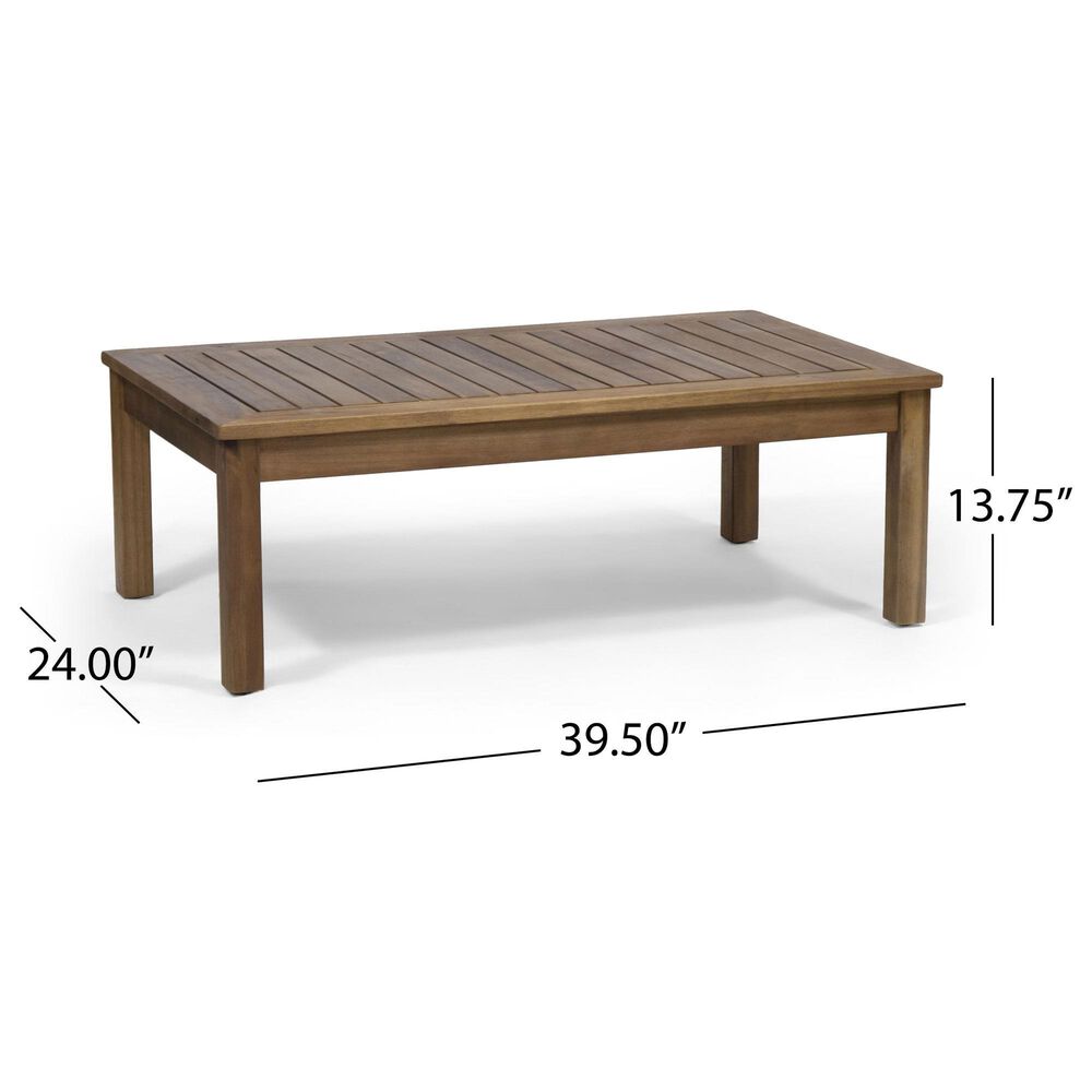 Hearth and Haven Laurel 4-Piece Outdoor Chat Set with Teak Coffee Table in Dark Gray, , large
