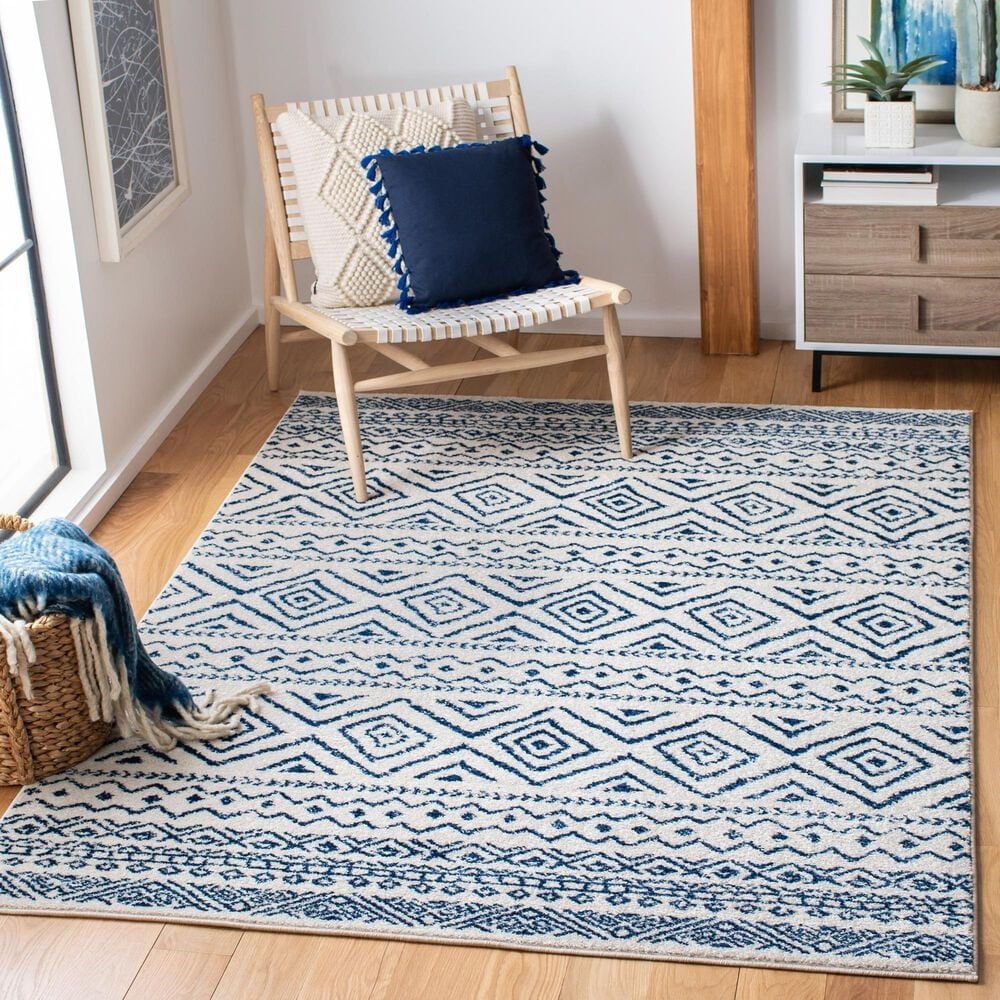 Safavieh Tulum TUL267 3&#39; x 5&#39; Ivory and Navy Area Rug, , large
