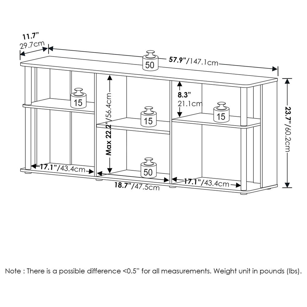 HOMLUX 58" TV Stand in Amber Pine and Black, , large