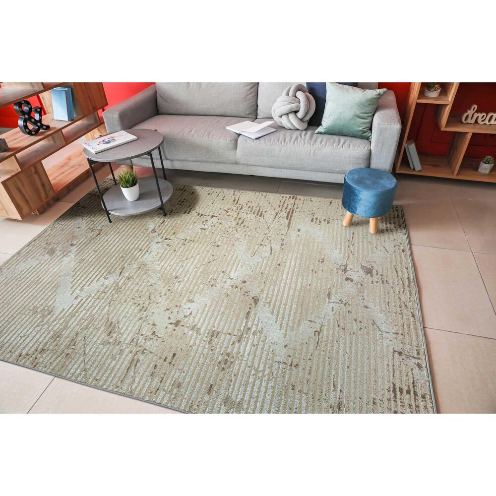 Radici USA Davide Geometric 3&#39;3&quot; x 4&#39;11&quot; Beige Area Rug, , large