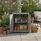Hearth and Haven Outdoor Wooden Storage Cabinet with Metal Top and Adjustable Protective Footpad in Gray, , large