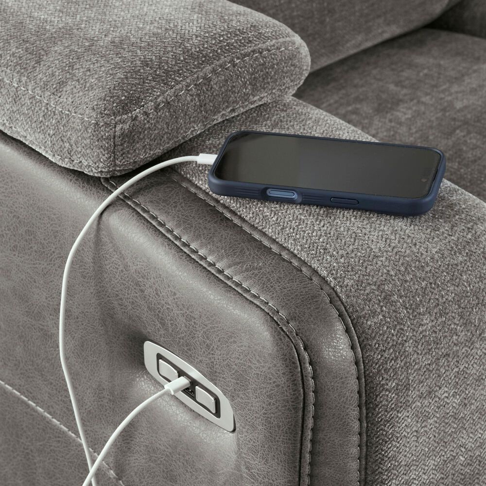 Ashley Mixed Motion Power Reclining Sofa in Shadow, , large