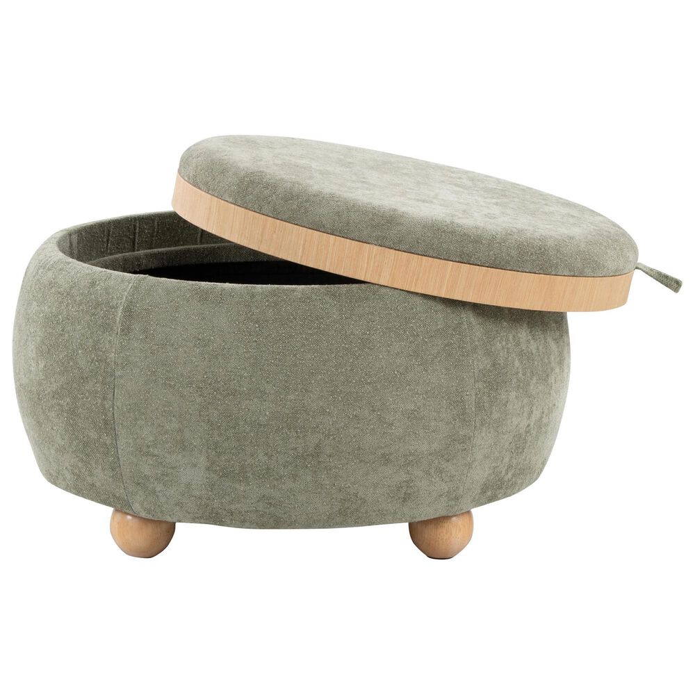 Lumisource Tray Storage Pouf with Leg in Green, , large