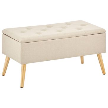 mDesign Tufted Storage Bench with Hinge Lid in Sand, , large