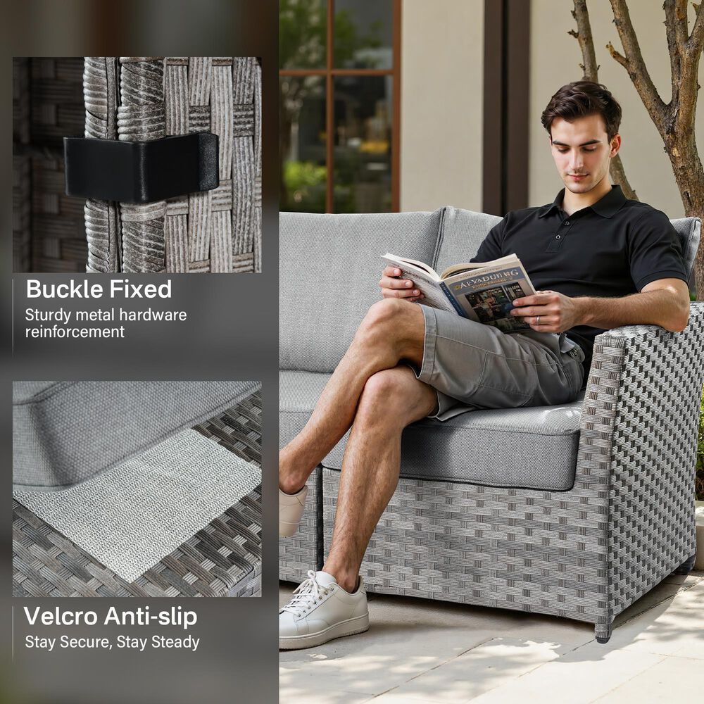 HOMLUX 6-Piece Patio Conversation Set in Dark Gray, , large