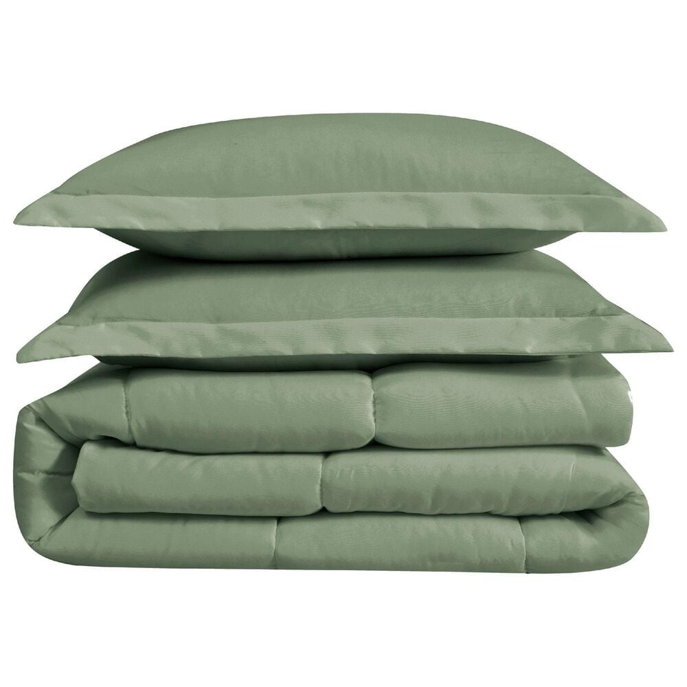 Pem America Cannon Solid 3-Piece Full/Queen Comforter Set in Green, , large