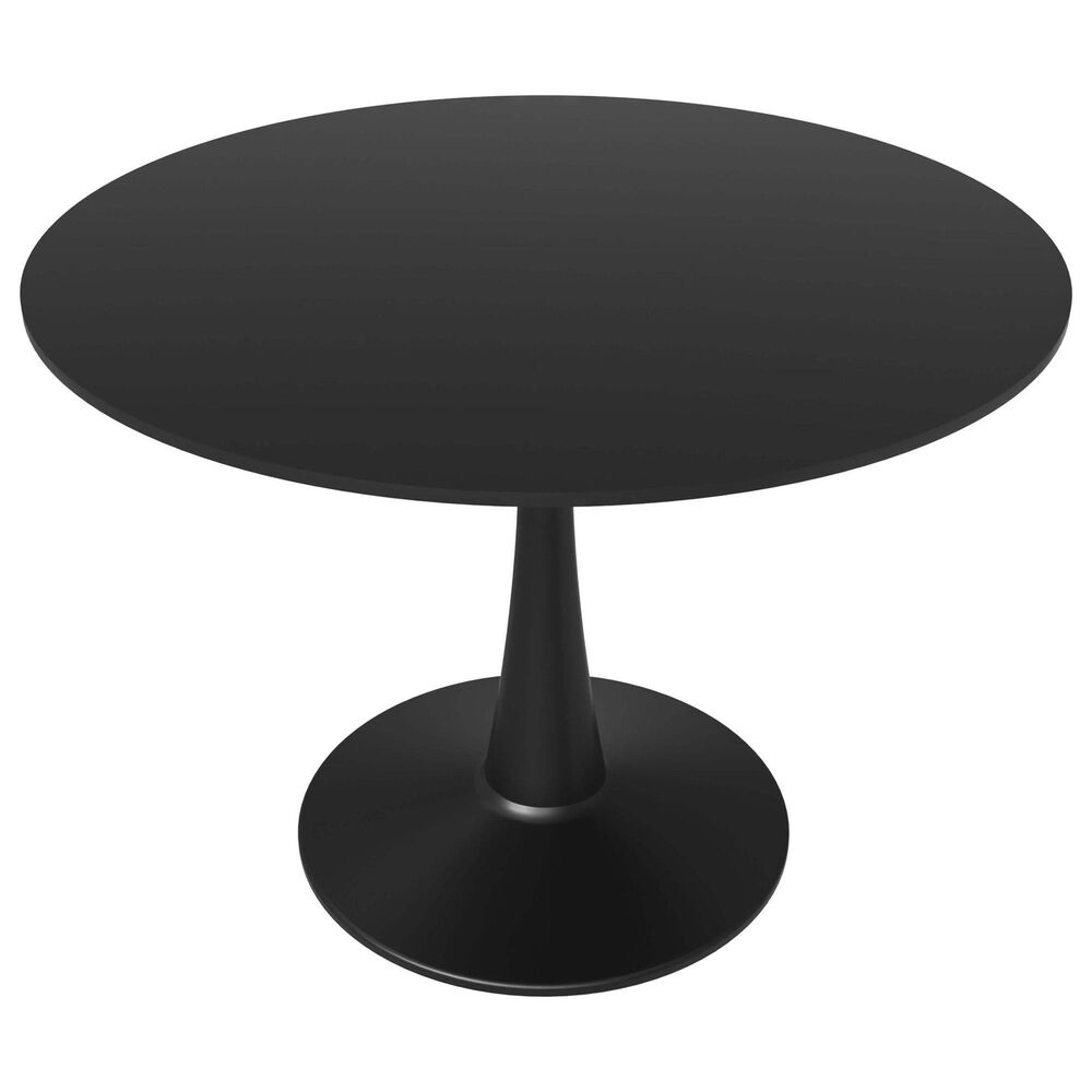 Leisuremod LeisureMod Bristol Mid-Century Modern Round Dining Table with Wood Top and Iron Pedestal Base with Gloss Finish for Kitchen and Dining Room, , large