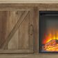 Walker Edison 58" Barn Door Fireplace Console in Rustic Oak, , large