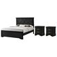 Crown Mark Amalia Queen Bed with Two Nightstands in Black, , large