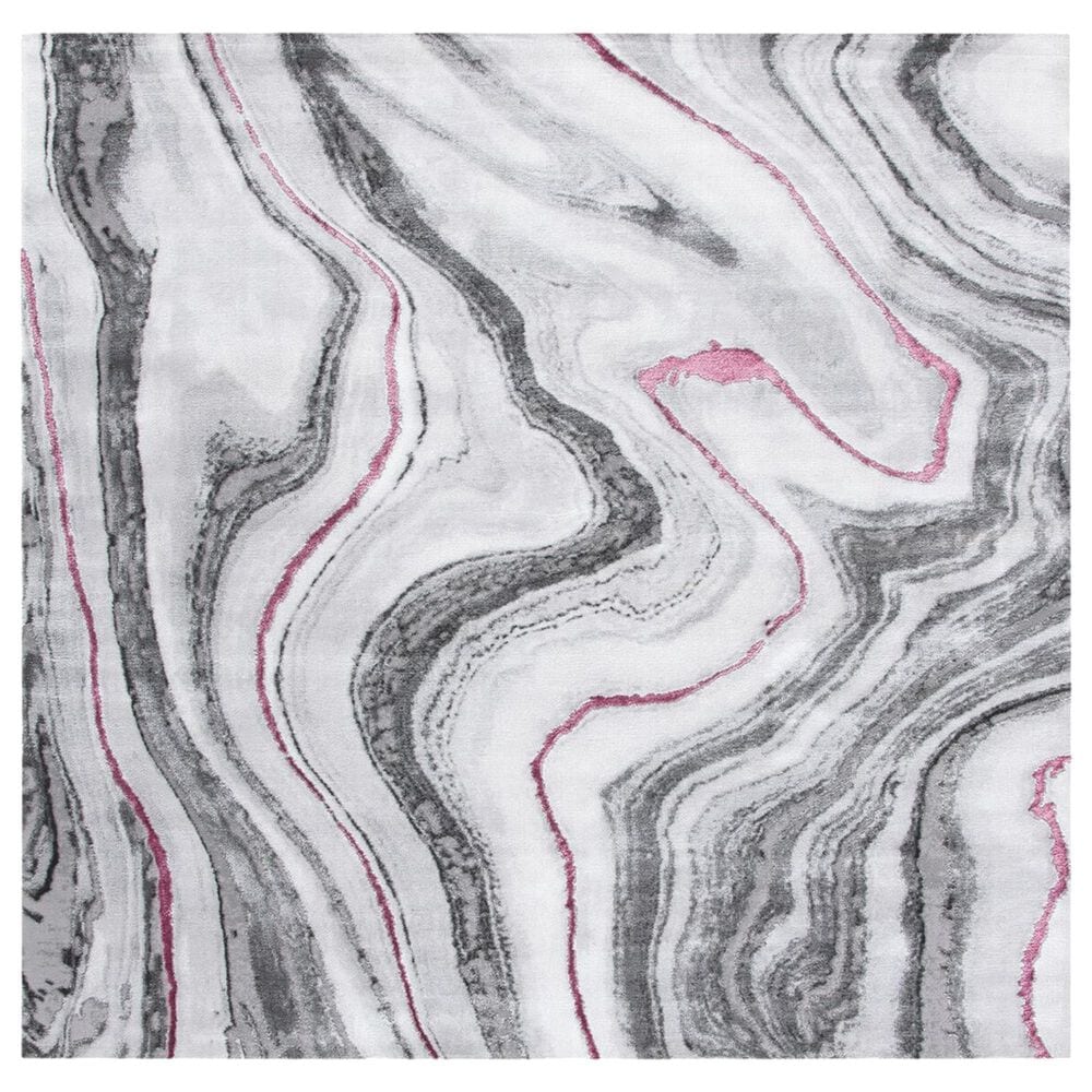 Safavieh Craft CFT819S 6"7" Square Grey and Wine Area Rug, , large