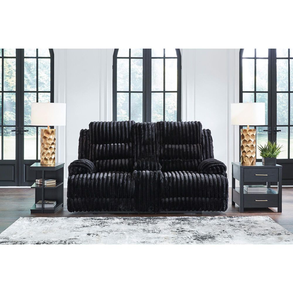 Ashley Rhines Falls Power Reclining Loveseat in Onyx, , large