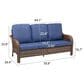 Sunwell Garden 34"H 3-Seater Outdoor Sofa with Curved Armrests and Navy Cushions in Brown, , large