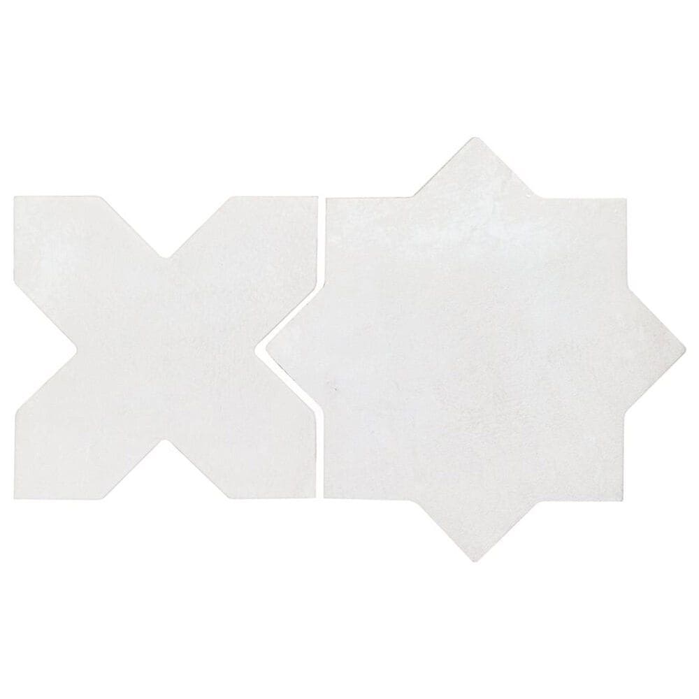Soho Studio Malta White Star and Cross 6" x 6" Matte Porcelain Tile Kit, , large