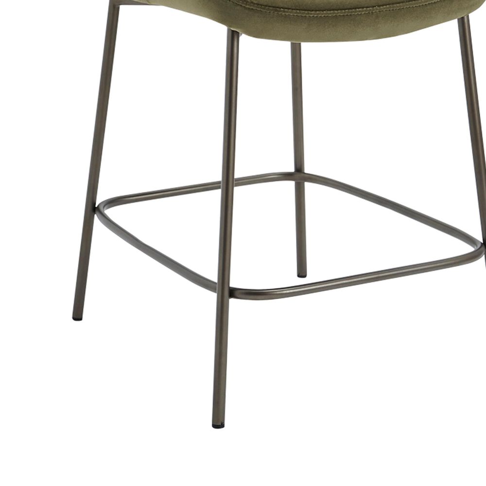 Moe's Home Collection Early Counter Stool with Faux Green Mohair Upholstery in Blackened Bronze, , large