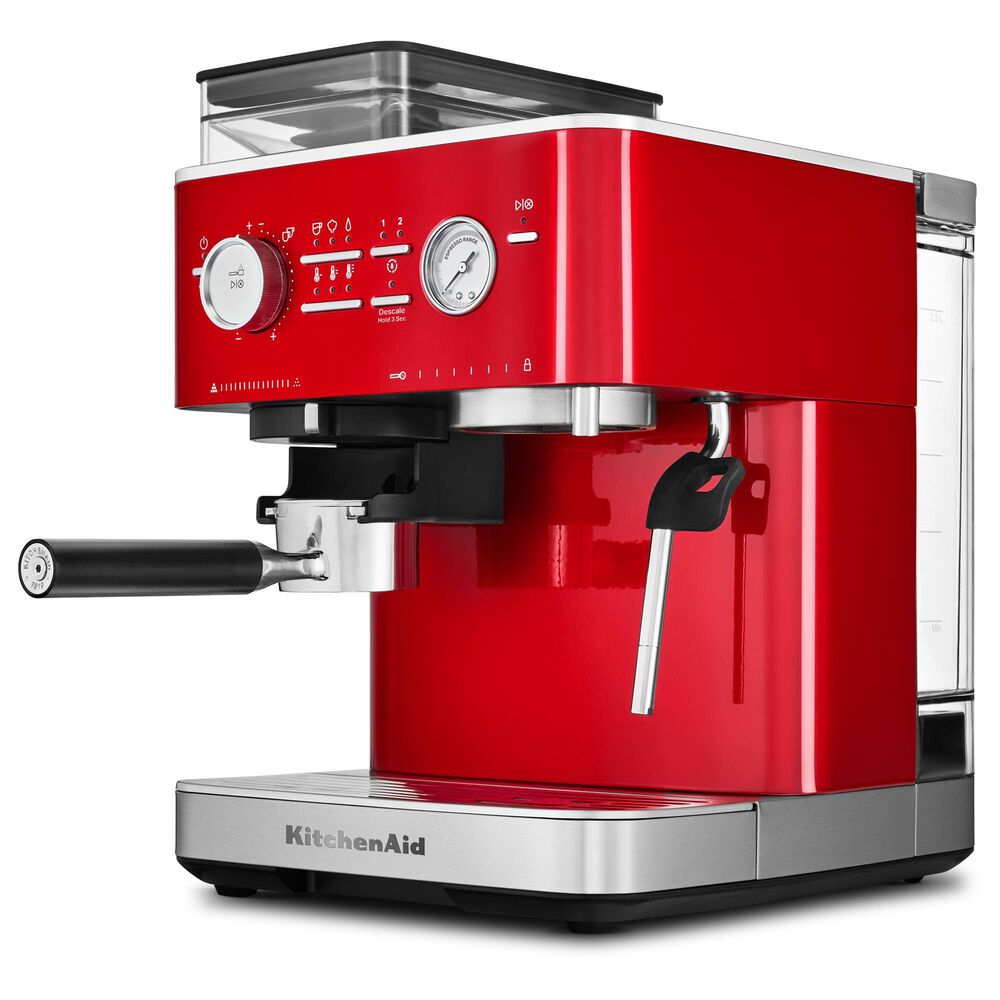 KitchenAid 2.5 Liters Semi Automatic Espresso Machine with Burr Grinder in Candy Apple Red, , large