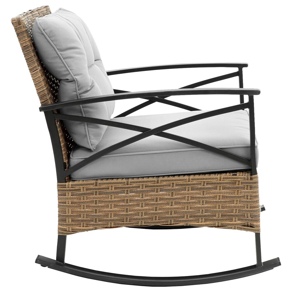 Hearth and Haven 3-Piece Patio Chat Set with Gray Cushion in Black, , large