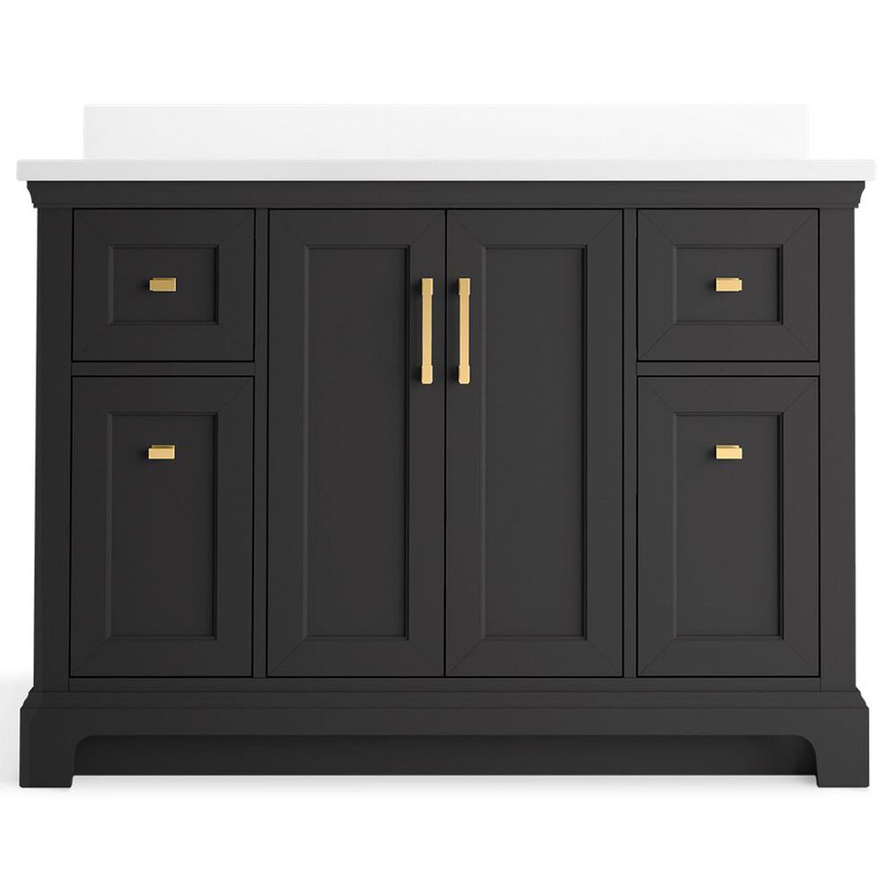 Kohler Charlemont 48&quot; Single Bathroom Vanity in Ferrous Grey with 3 cm White Quartz Top and Rectangular Sink, , large