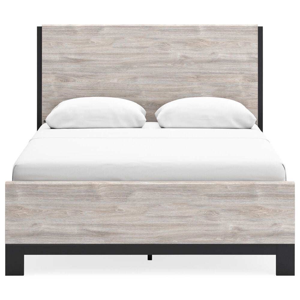 Ashley Vessalli King Bed in Light Gray and Matte Black, , large