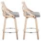 LumiSource Charlotte Swivel Counter Stool with Light Grey Fabric Upholstery in Whitewashed and Chrome (Set of 2), , large