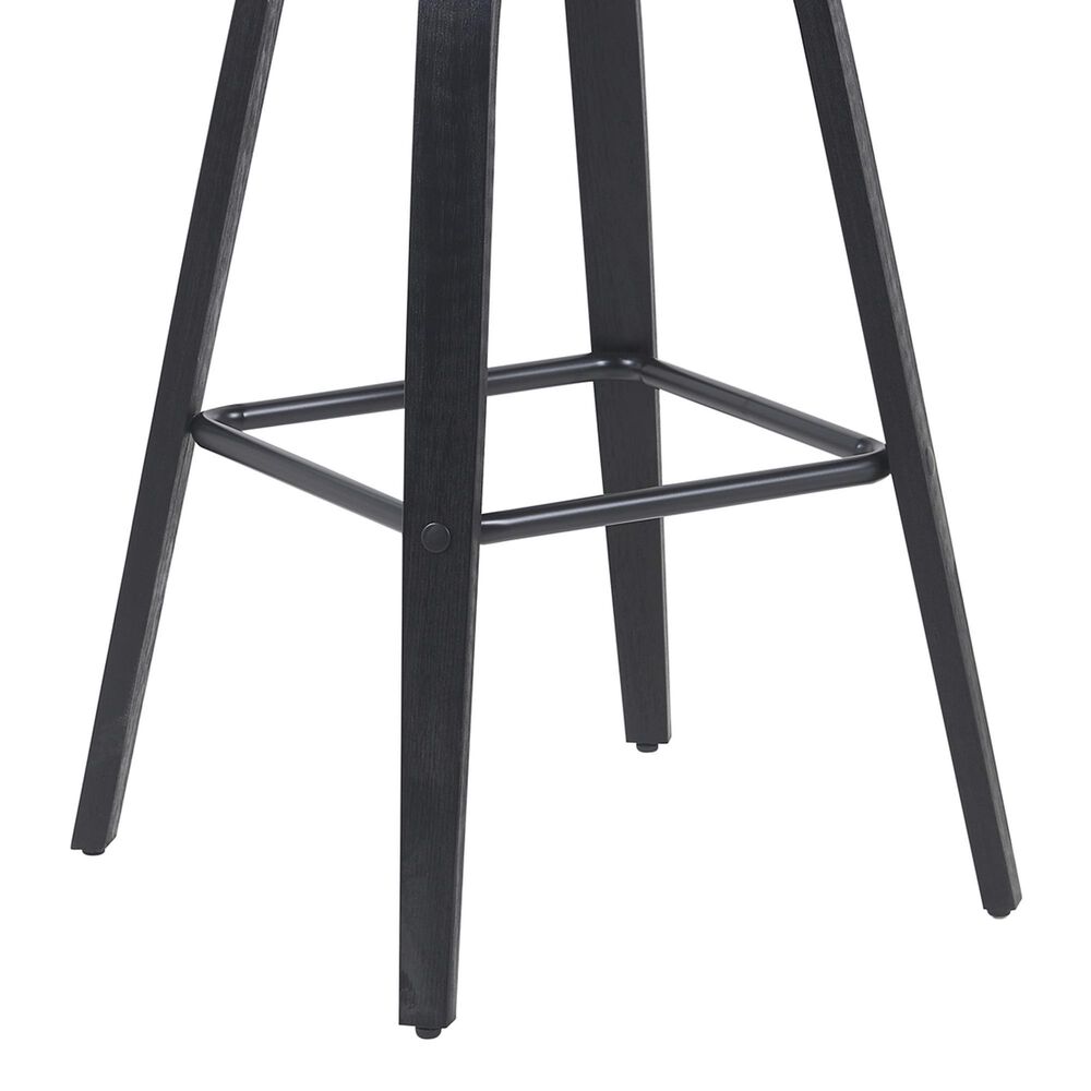 Armen Living Vienna Swivel Bar Height Stool with Snow White Upholstery in Black Brushed, , large