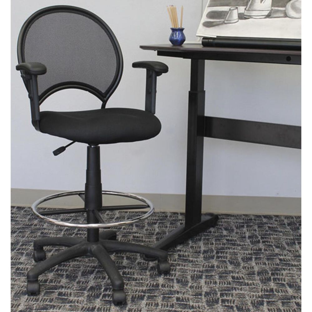 Regal Co. Boss Drafting Stool with Adjustable Arms in Black, , large