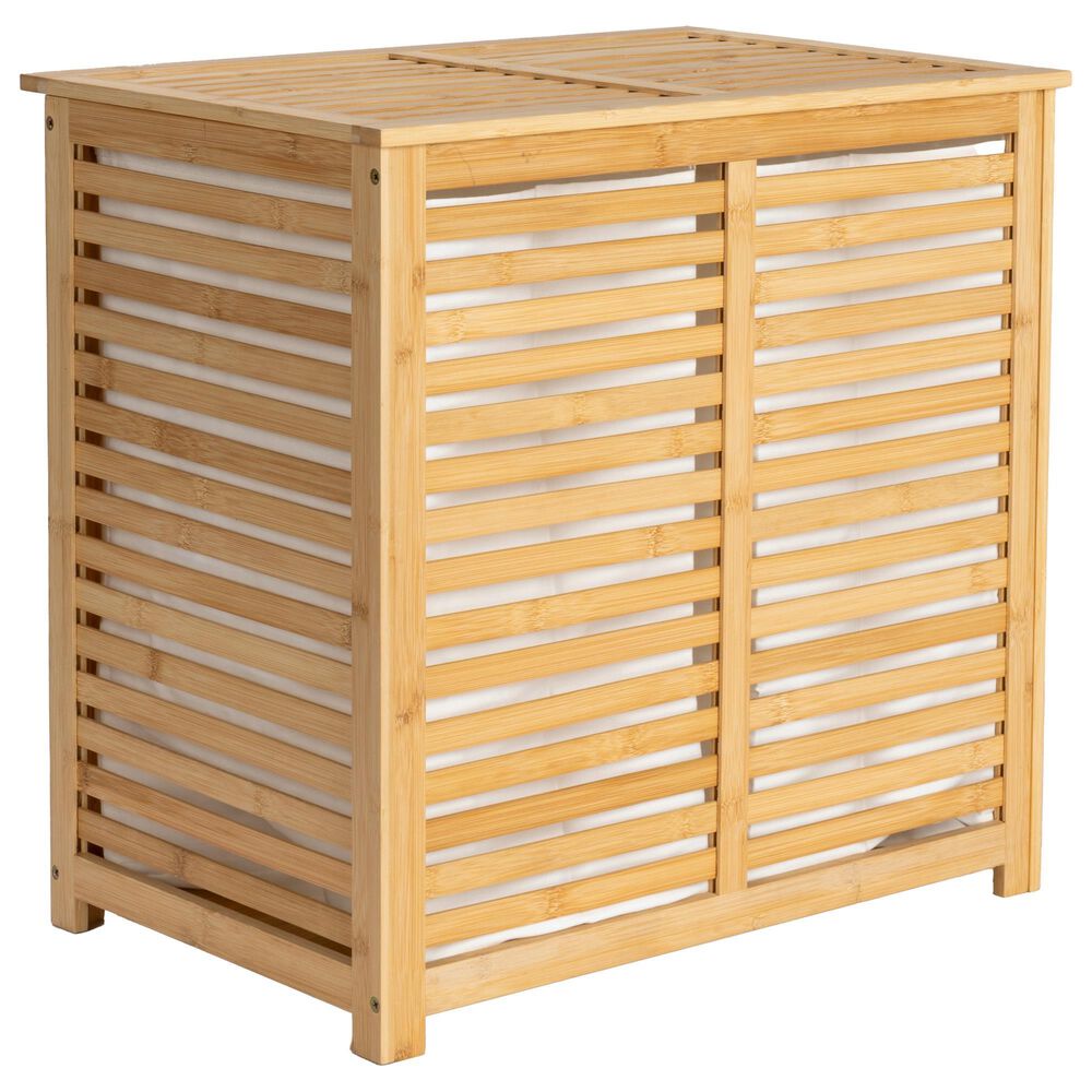 Household Essentials Double Laundry Sorter with Lid and Removable Bags in Natural, , large