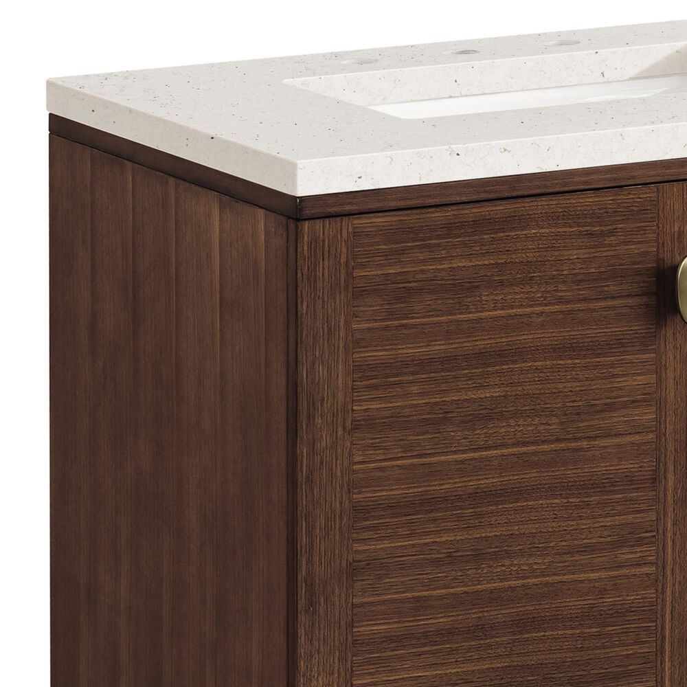 James Martin Vanities Amberly 30&quot; Single Bathroom Vanity in Mid-Century Walnut with 3 cm Lime Delight Quartz Top and Rectangular Sink, , large
