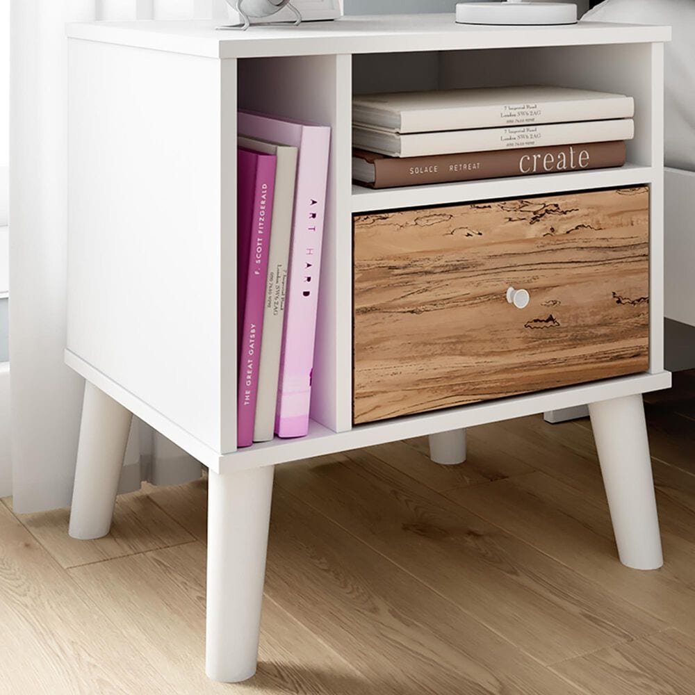 Ashley Piperton Nightstand in White and Brown, , large