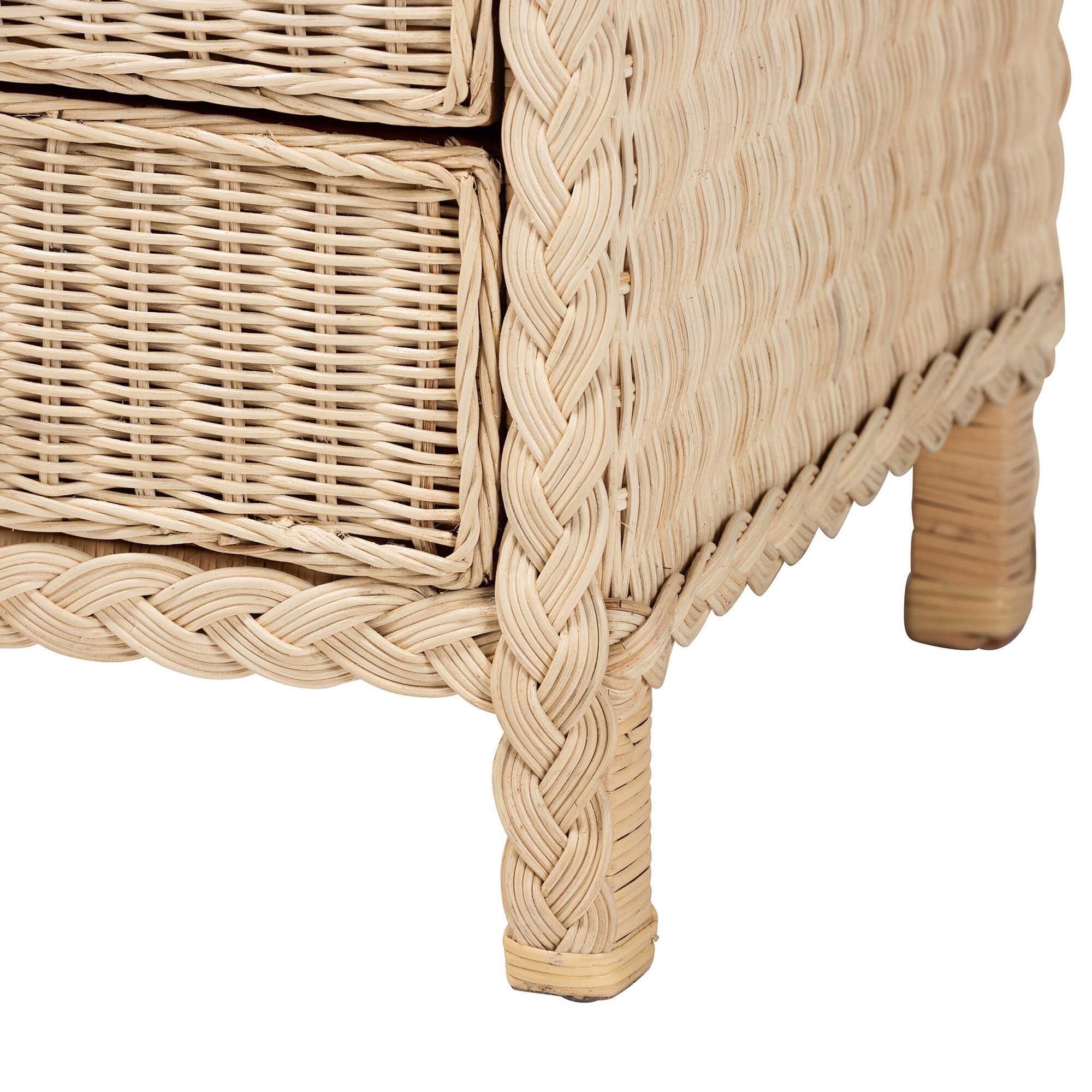 Baxton Studio Lanica 3-Drawer Nightstand in Sun Bleached
