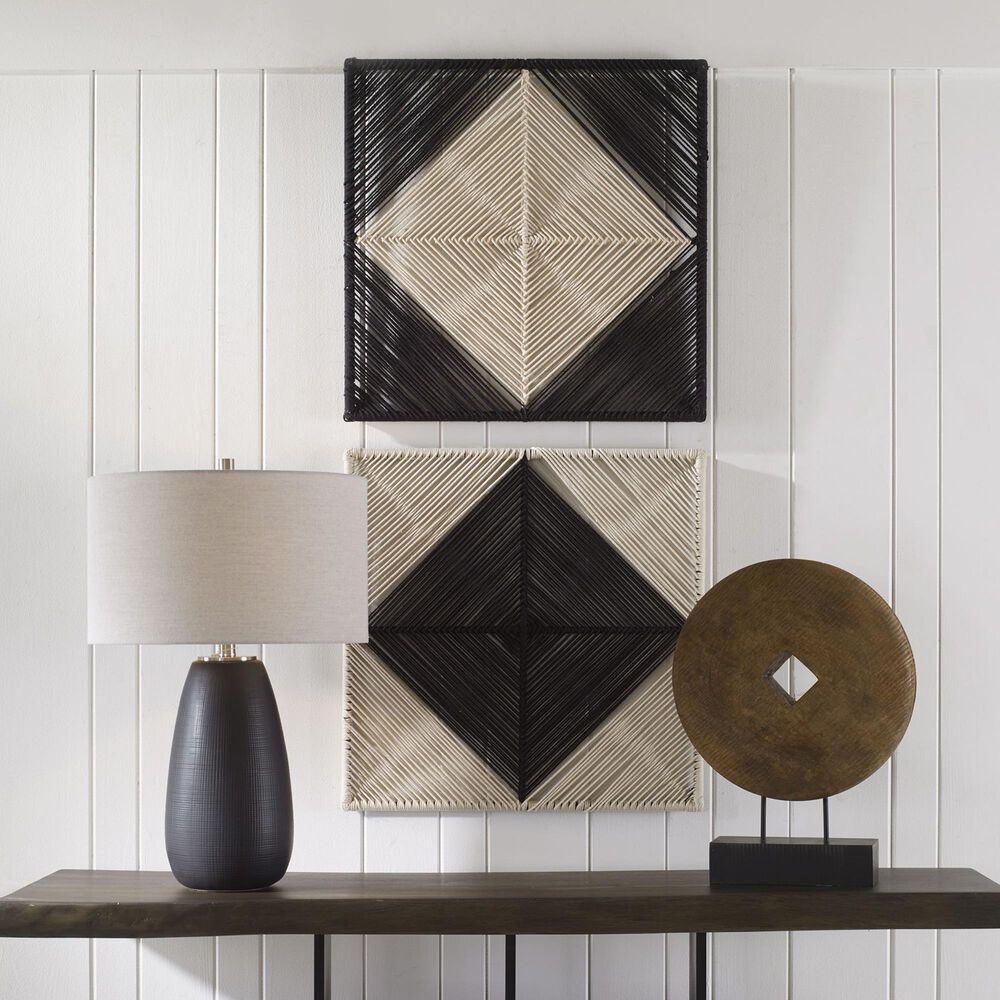Uttermost Seeing Double Rope Wall Squares in Black and Off White &#40;Set of 2&#41;, , large