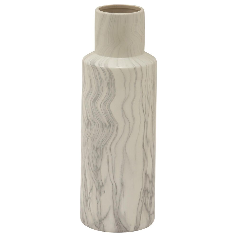 Maple and Jade 21" x 7" Dolomite Vase in Grey and White, , large