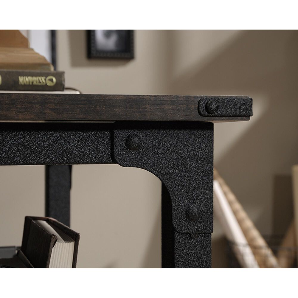 Sauder Steel River Desk in Carbon Oak and Black, , large
