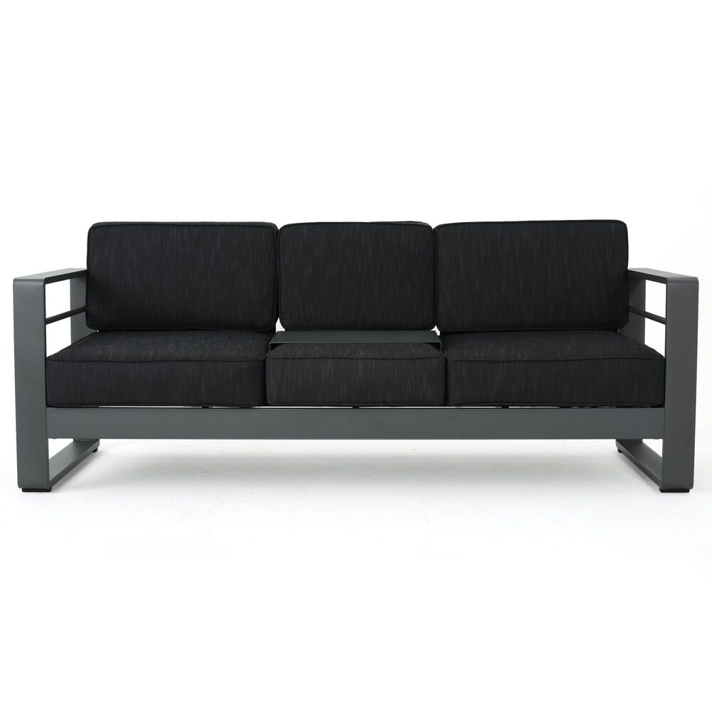 Noble House Cape Coral 7-Piece Patio Sofa Set in Dark Gray, , large