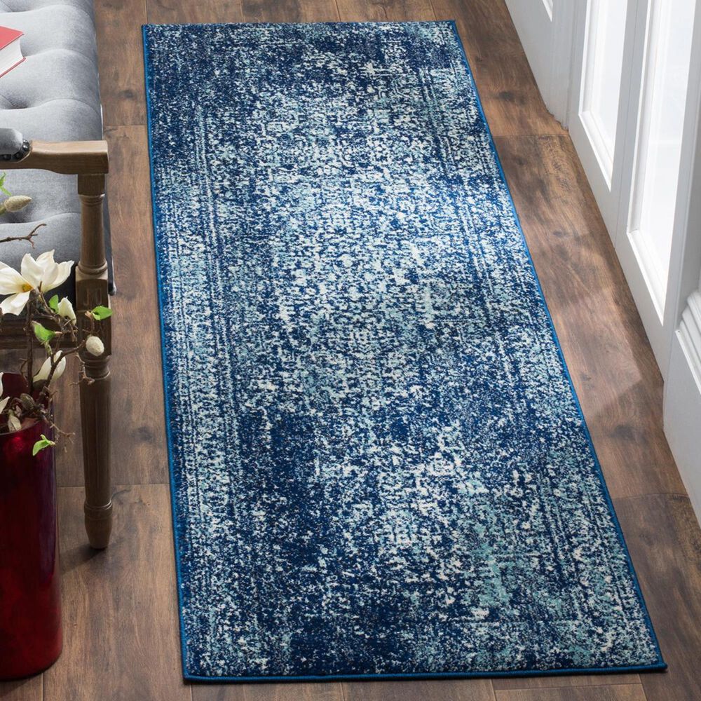 Safavieh Evoke EVK256A 2"2" x 15" Navy and Ivory Runner, , large