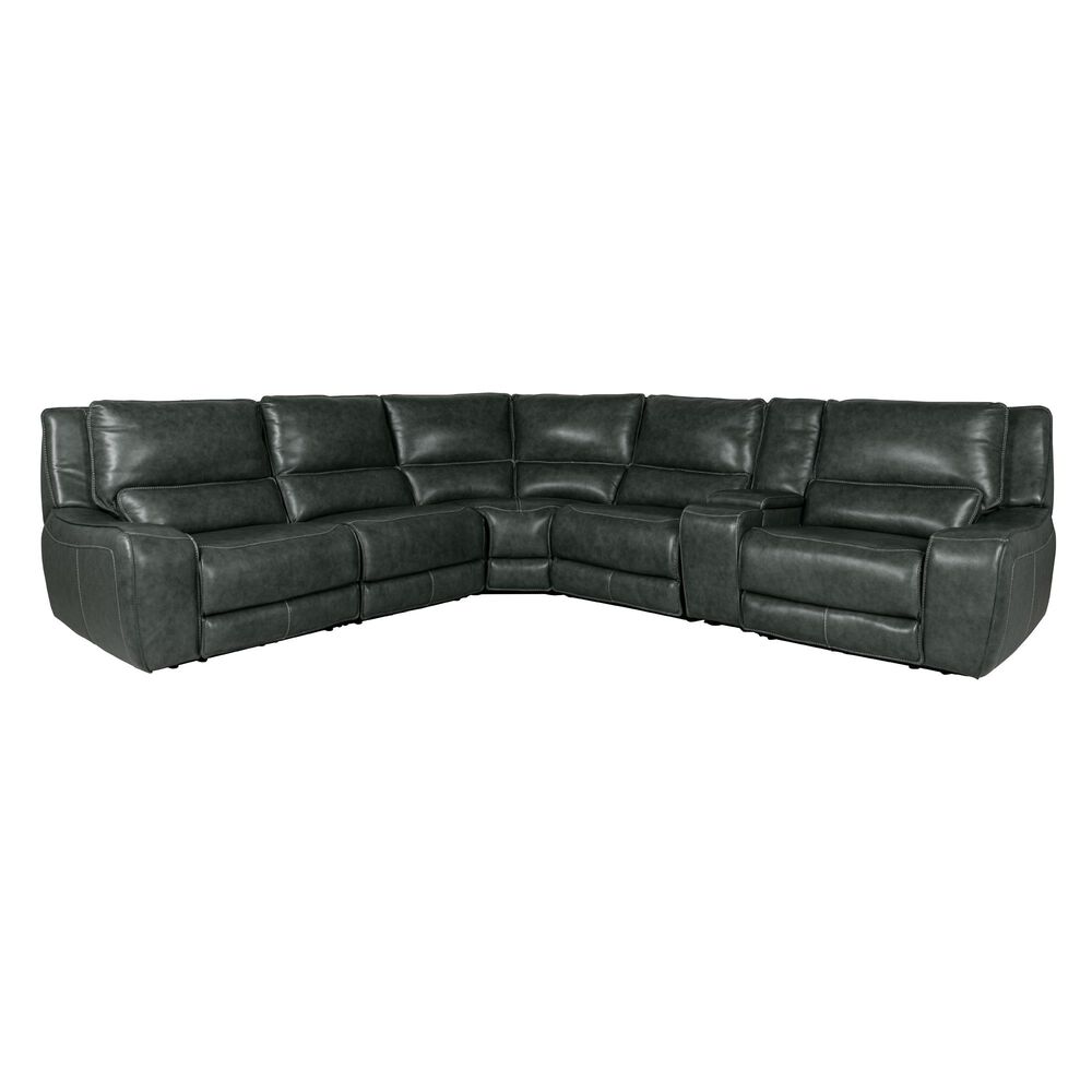 Oxford Furniture 6-Piece Power Reclining Curved Sectional in Softee Lagoon Green, , large