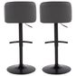 LumiSource Toriano Swivel Adjustable Bar Stool with Grey Faux Leather Upholstery in Black (Set of 2), , large