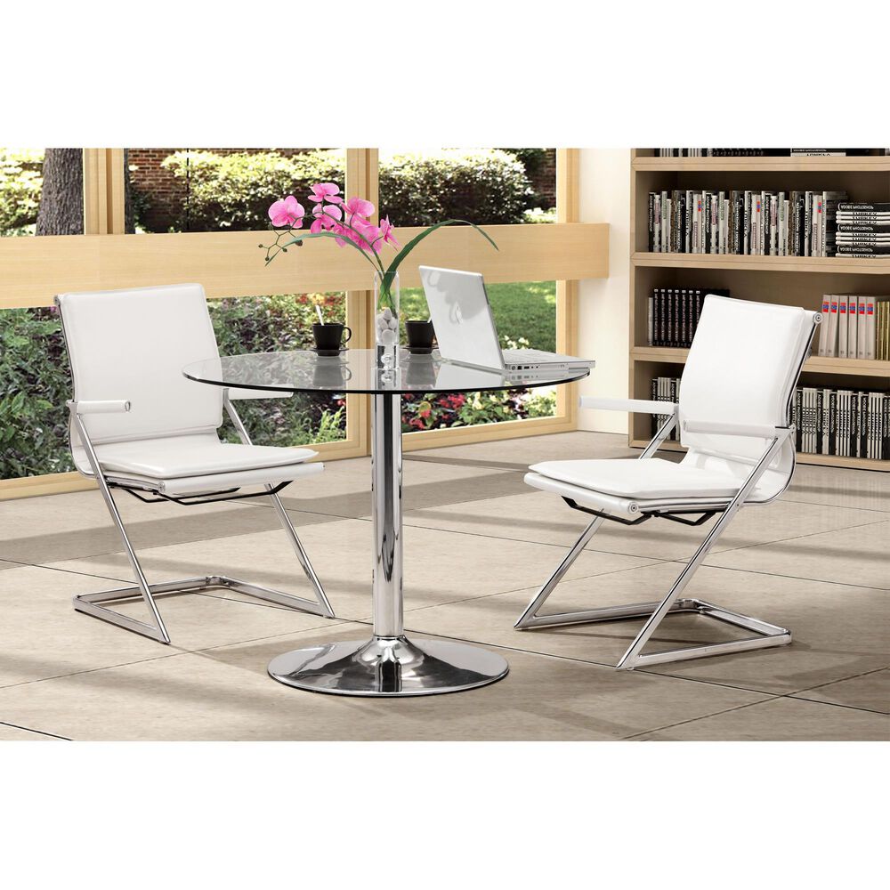 Zuo Modern Lider Plus Conference Chair in White and Silver &#40;Set of 2&#41;, , large